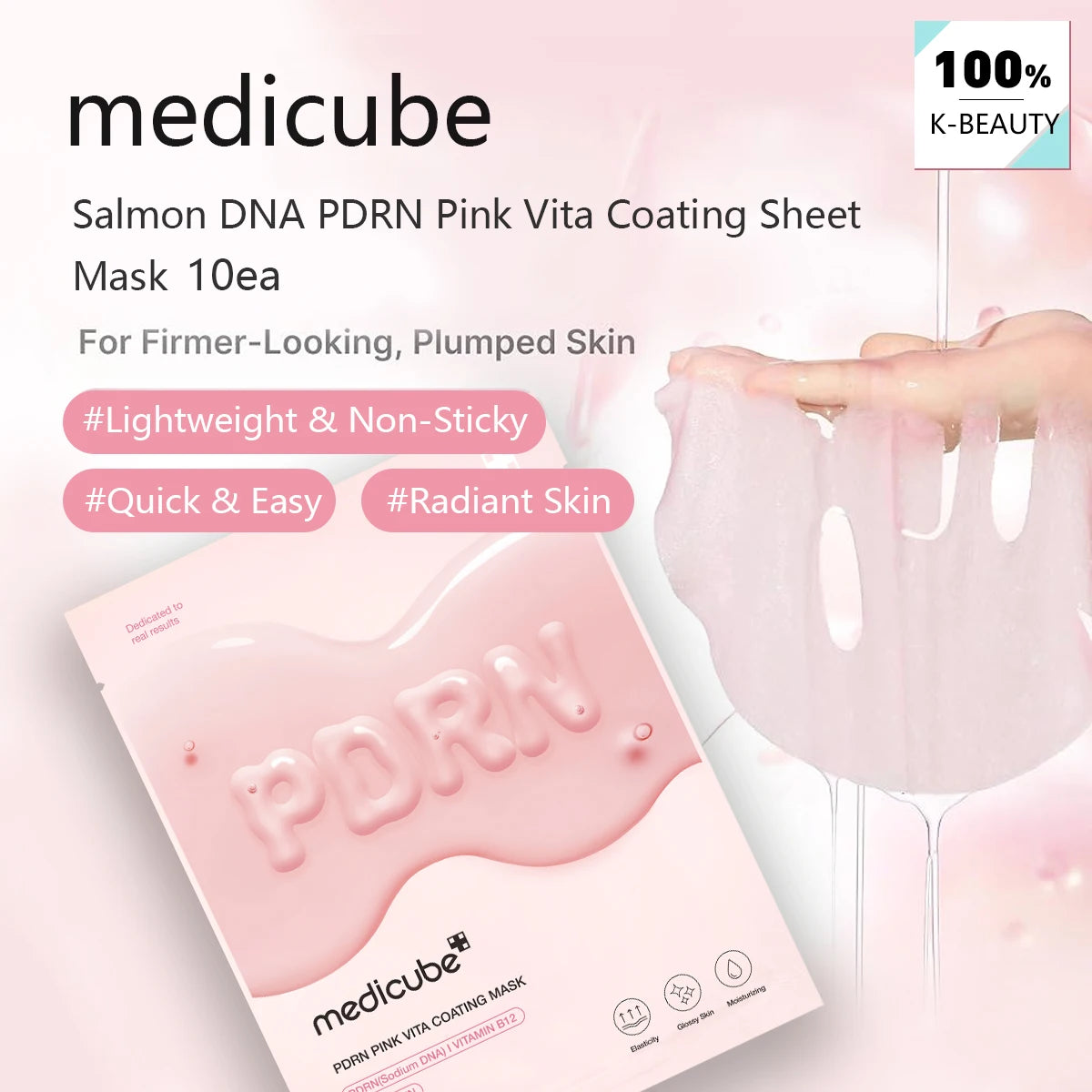 Medicube Salmon DNA PDRN Pink Vita Coating Sheet Mask 10ea,Hydrogel Sheet Technology,Basic HydrationK-Beauty,Korean Makeup